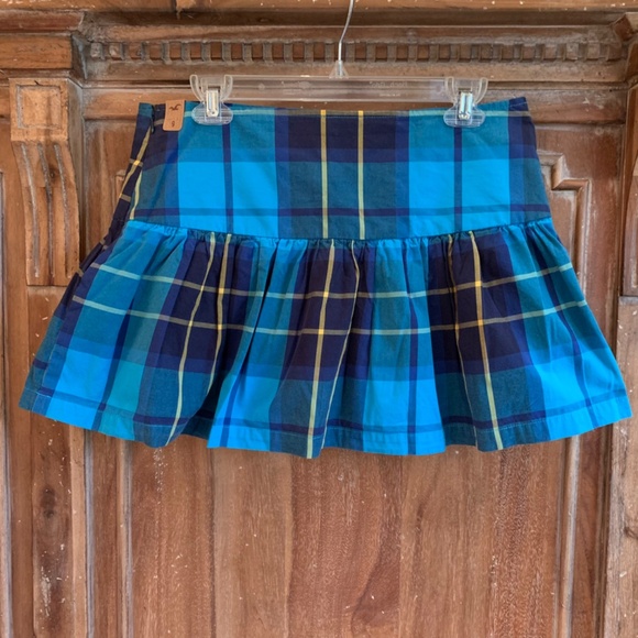 Hollister NEW Blue Plaid Cotton Lined Mini Skirt Size 9 - Picture 5 of 9